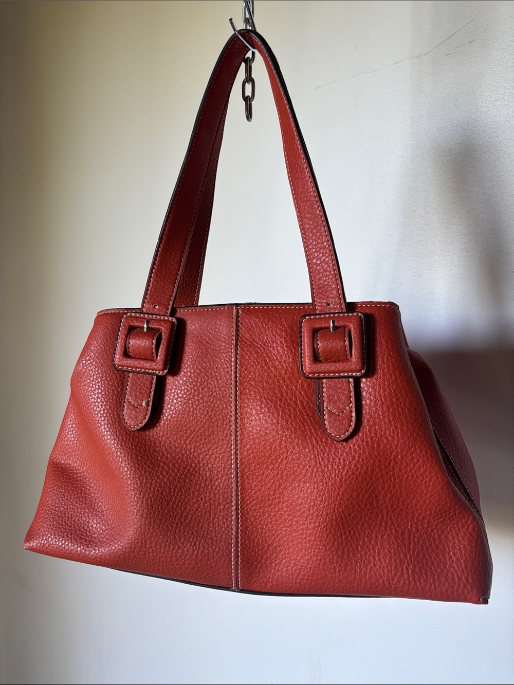 Vintage Liz Claiborne Rust Orange Leather Shoulder Tote Near Mint Condition